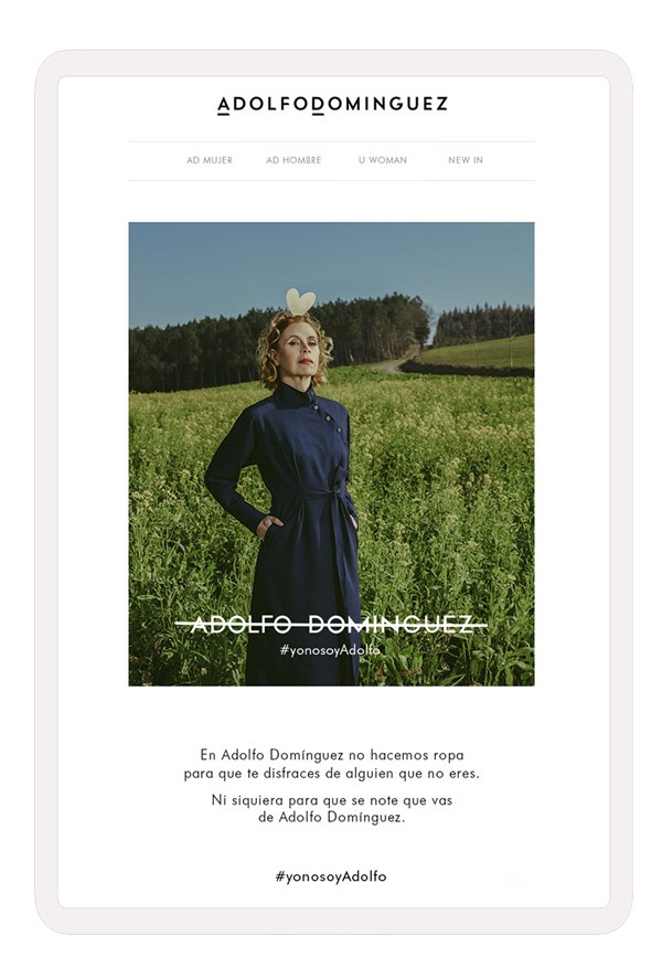 Newsletter Campaña de branding Yo no soy Adolfo | Adolfo Dominguez